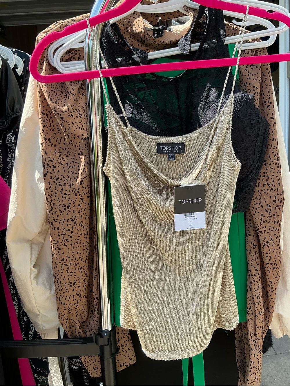Topshop Shimmery Gold Cowl Neck Camisole